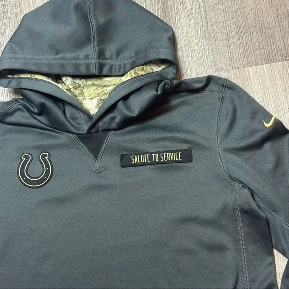 Nike therma fit salute troop Indianapolis Colts NFL hoodie gray camo fits men S - Picture 2 of 6